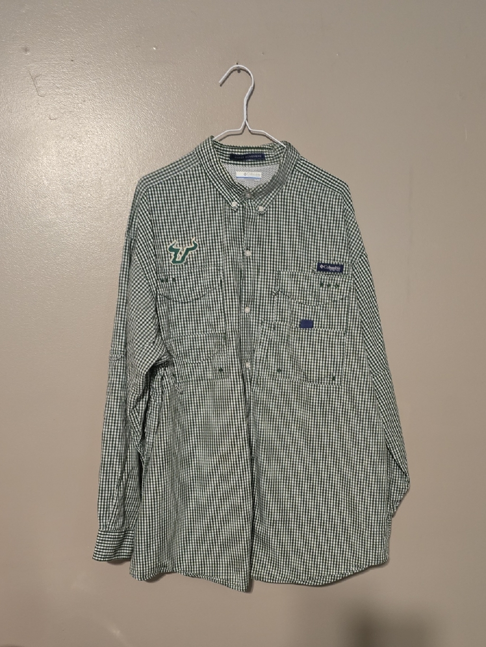 Columbia Shirt Mens XL Super Bonehead PFG Fishing Long Sleeve Vented Check